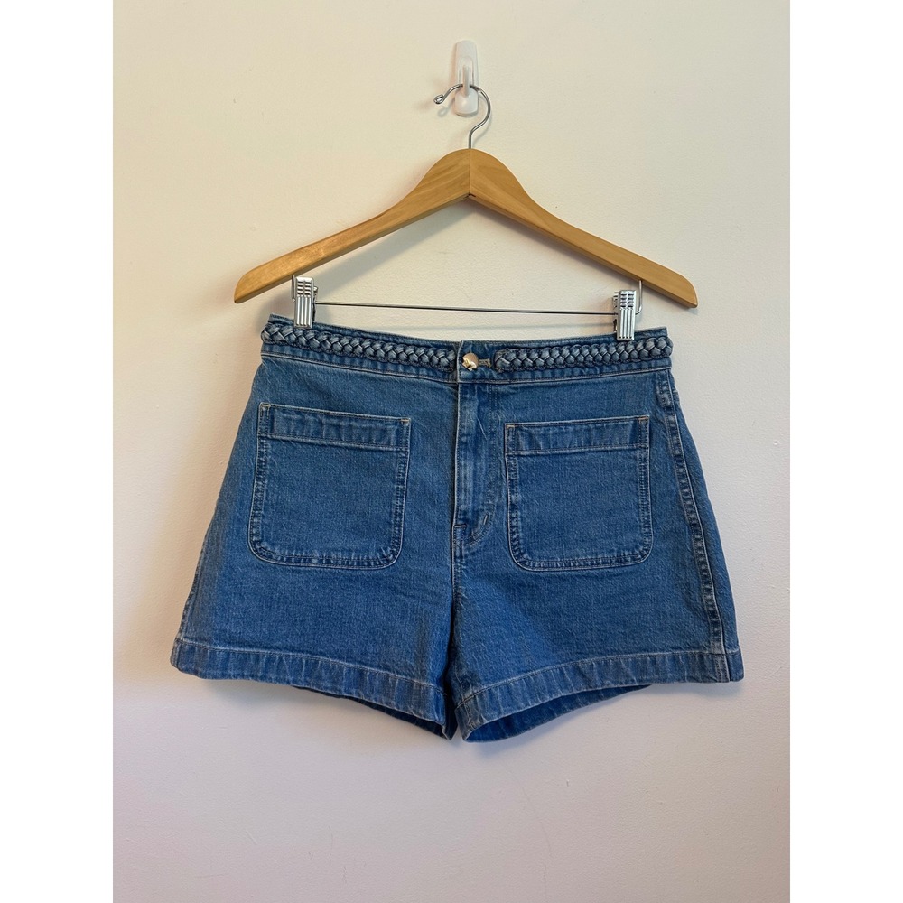 Madewell x Lisa Says Gah Braided Waist Shell Button Denim Shorts | Size 28